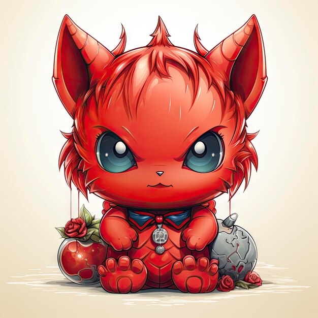 Kawaii Baby devil on white background