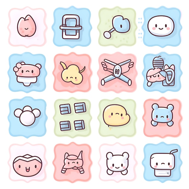 Foto kawaii baby iconen set vector illustratie van 9 kawaii baby iconen