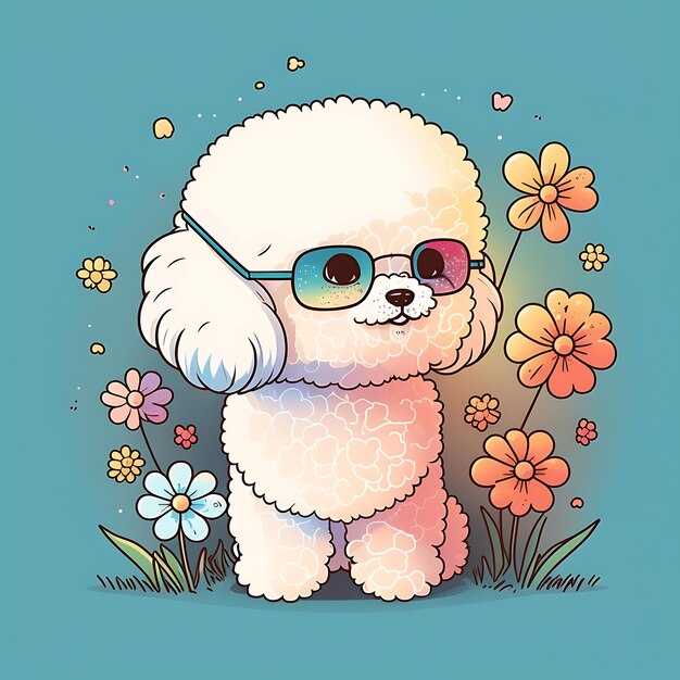 Photo kawaii bichonfrise dog anime art