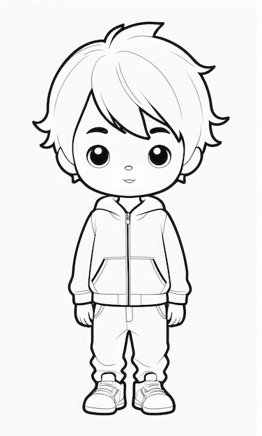 Photo kawaii boy coloring page