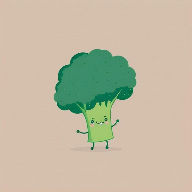 Kawaii broccoli funny vegetables cartoon character vector illustration