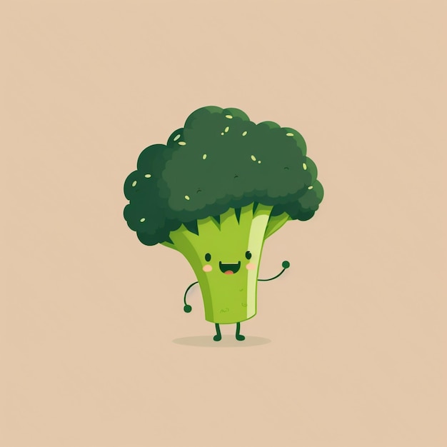 Photo kawaii broccoli funny vegetables cartoon character vector illustration