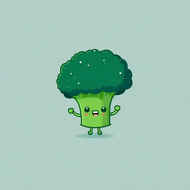 Photo kawaii broccoli funny vegetables cartoon character vector illustration