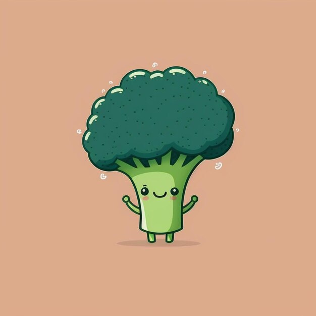 Foto kawaii broccoli grappige groenten cartoon karakter vectorillustratie