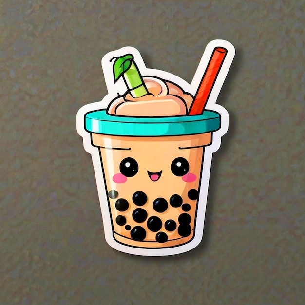 Kawaii bubble tea svg sticker flat graphic kawaii