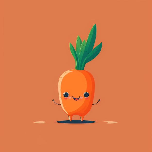 Каваи морковь смешные овощи мультипликационный персонаж векторная иллюстрация