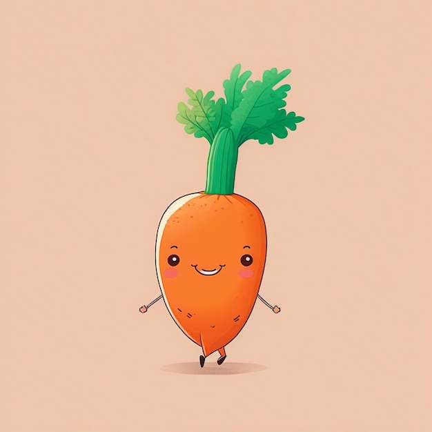 Каваи морковь смешные овощи мультипликационный персонаж векторная иллюстрация