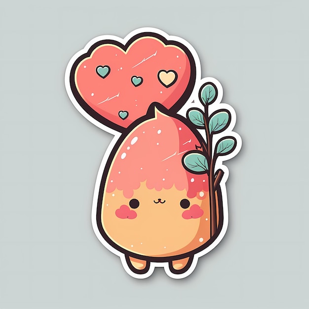 kawaii character sticker Design Illustration,with cute heart and love