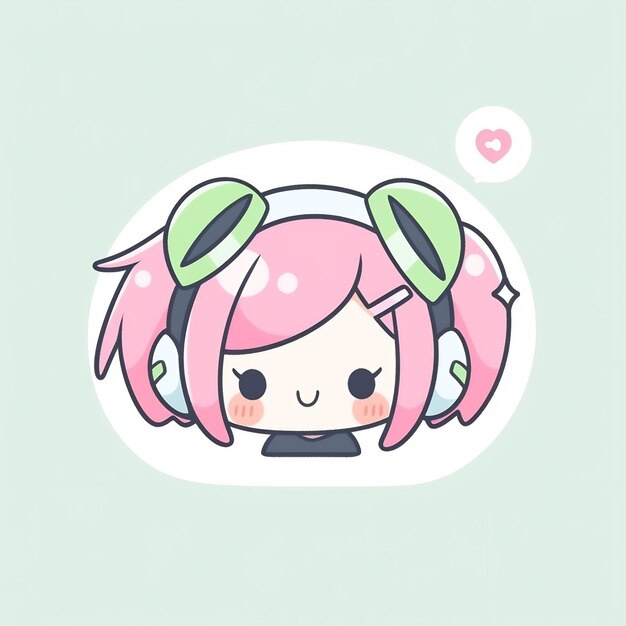 Kawaii chibi anime girl stickers cute simple and minimal delights print on demand pod creative