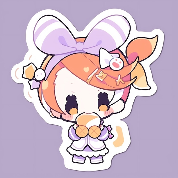 Premium Photo Kawaii Chibi Anime Girl Stickers Cute Simple and