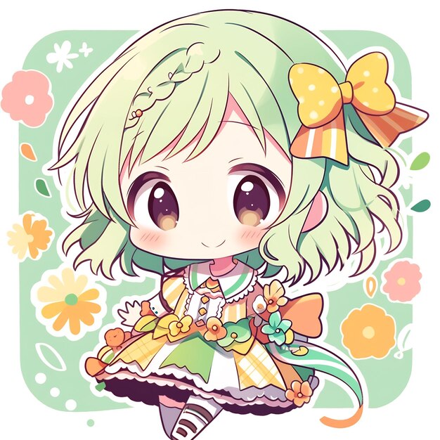 Foto adesivi kawaii chibi anime girl simpatiche delizie semplici e minimali stampa su richiesta pod creative