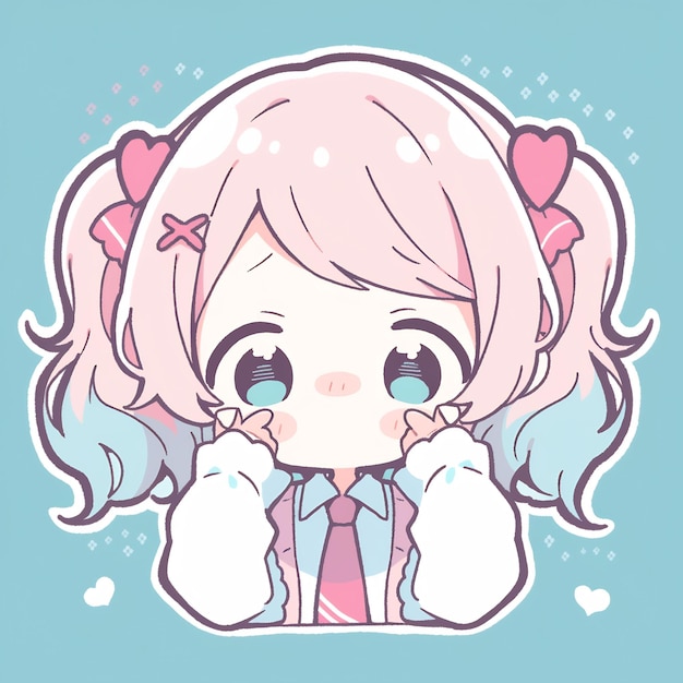 Premium AI Image | Kawaii Chibi Anime Girl Stickers Cute Simple and