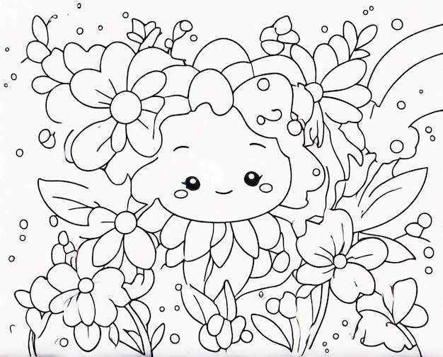Photo kawaii coloring book line art outline art clipart
