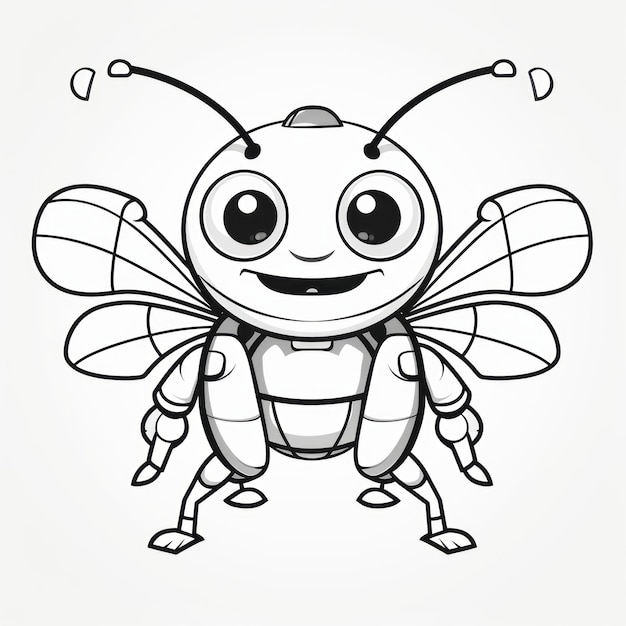 kawaii coloring page insect robot
