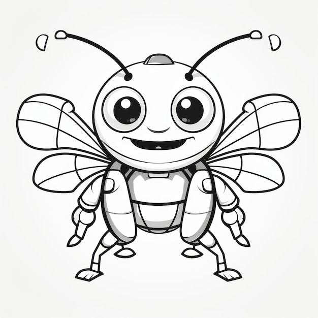 Photo kawaii coloring page insect robot