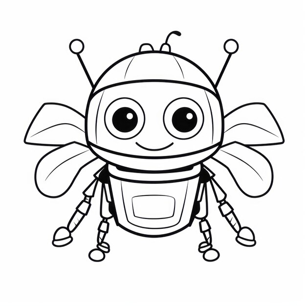 kawaii coloring page insect robot