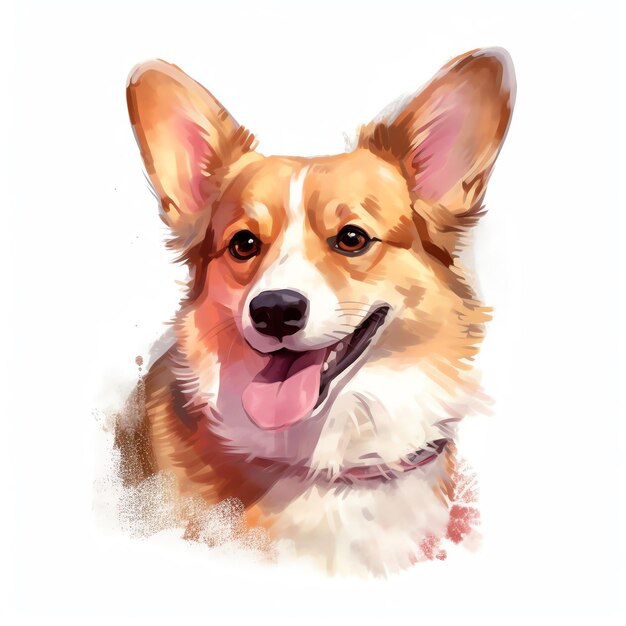 kawaii corgi dog clipart Funny cute Corgi with flowers