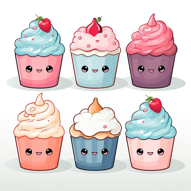 kawaii cute cupcake illustration