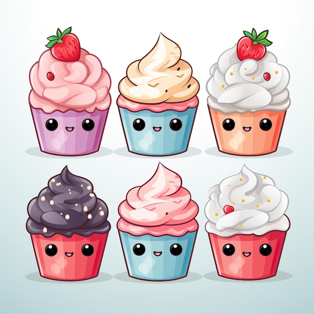 kawaii cute cupcake illustration