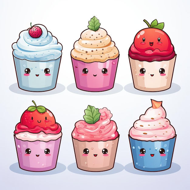 Foto kawaii dolce cupcake