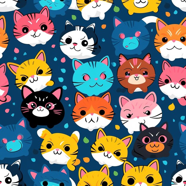 Kawaii cute pattern of cats playing