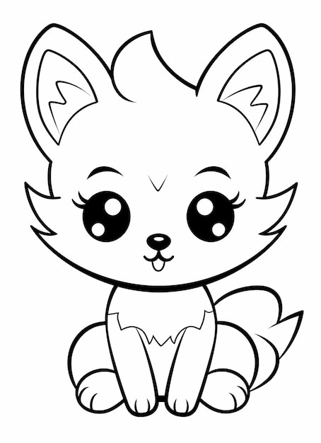 Kawaii Cuteness Black and e Coloring Page e Background