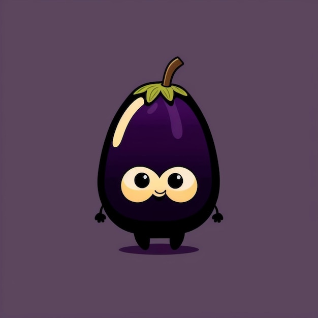 Photo kawaii eggplant funny vegetables cartoon character vector illustration