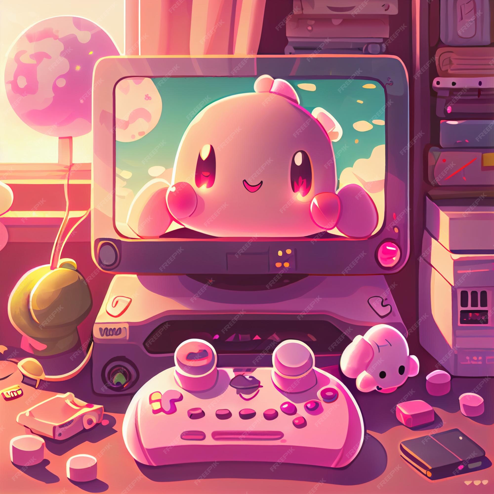 Premium Photo  Kawaii gamer set videoconsole gaming pc computer