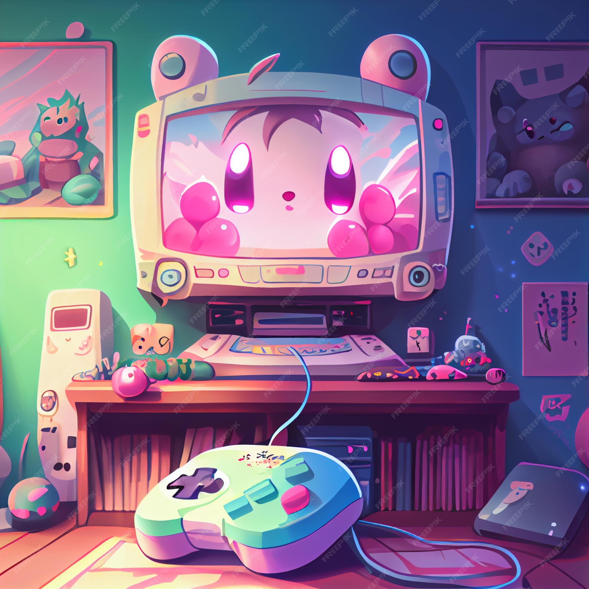 Premium Photo  Kawaii gamer set videoconsole gaming pc computer