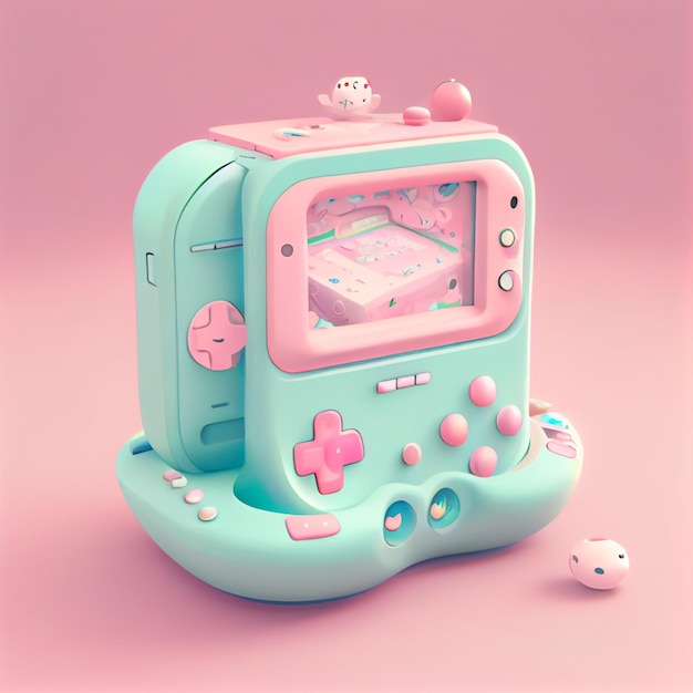 Kawaii gamer set videoconsole gaming pc computer game controller illustration