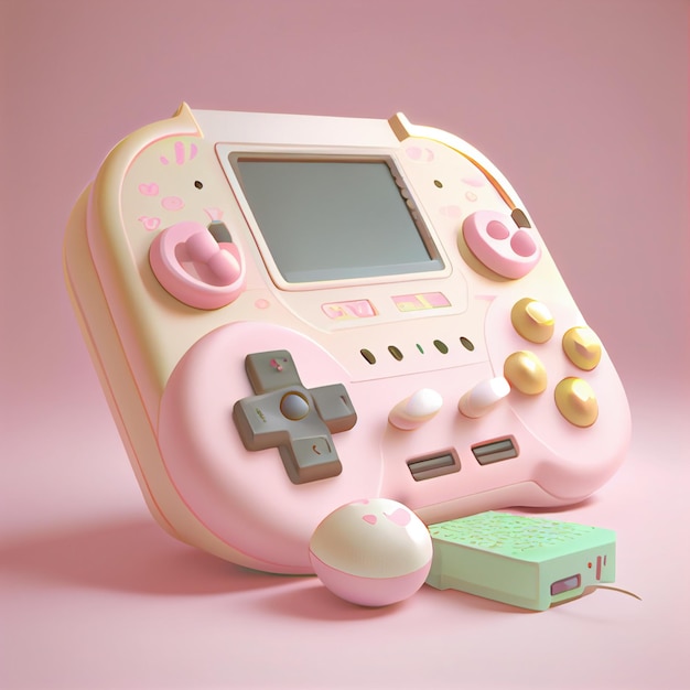 Kawaii gamer set videoconsole gaming pc computer game controller illustration