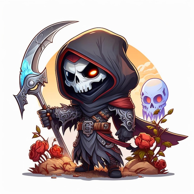 kawaii grim reaper illustration design