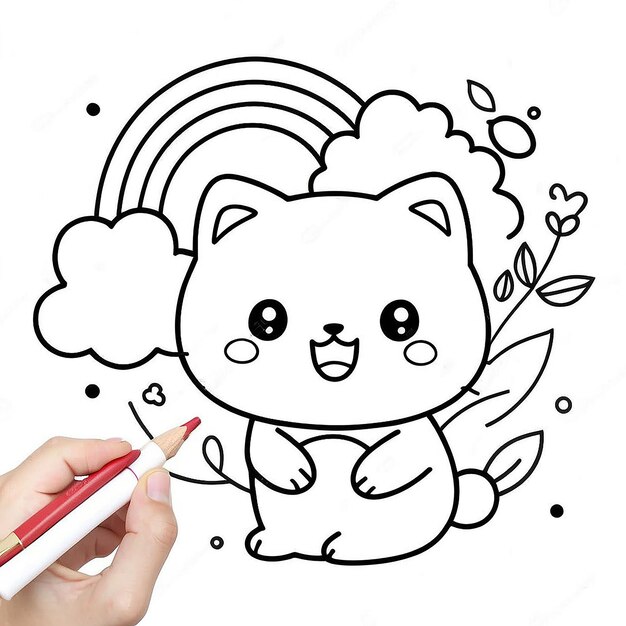 Foto kawaii illustrazione disegnata a mano carina e semplice