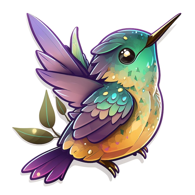 Foto kawaii hummingbird stile d'arte digitale colorato