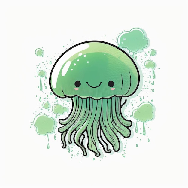 a kawaii jellyfish on a white background