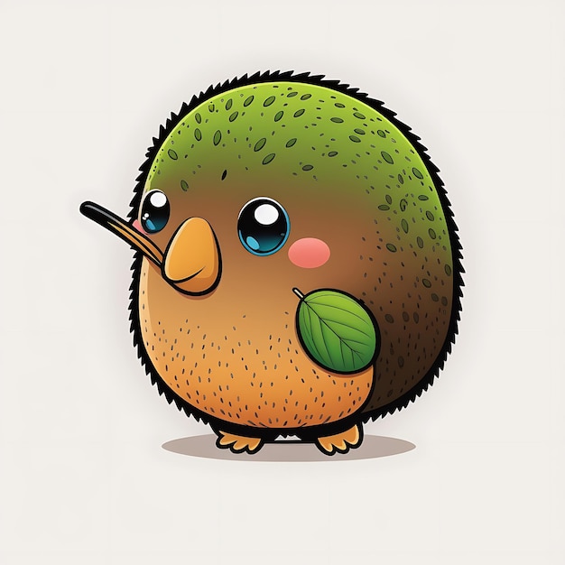 Photo kawaii kiwi bird digital art style colorful