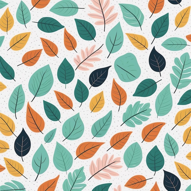 카와이 잎 일러스트레이션 간단 하고 아름다운 패턴 디자인