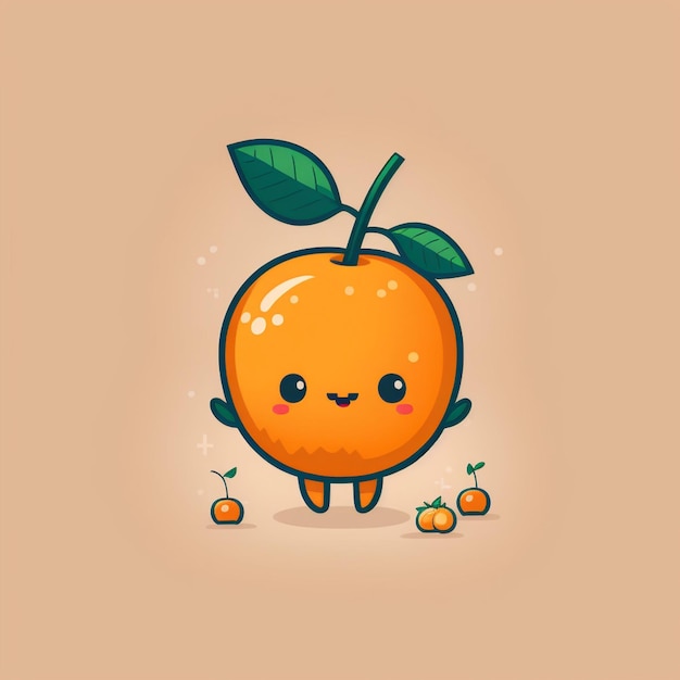 Kawaii mandarin funny vegetables cartoon character vector illustration