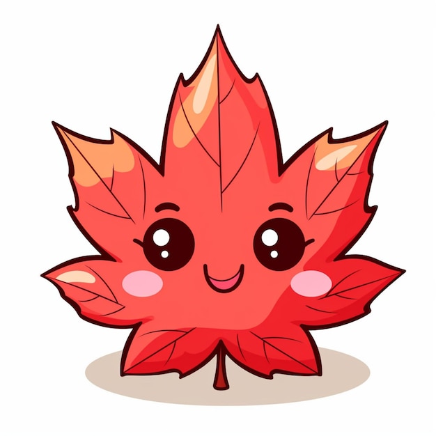 Photo kawaii a maple leaf clipart white background