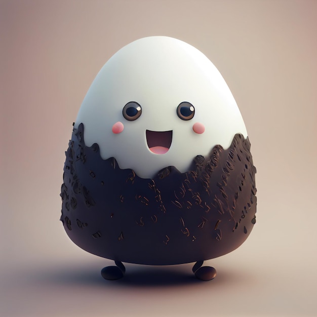 Kawaii onigiri или рисовый шарик смешной 3d персонаж рендеринг японской еды