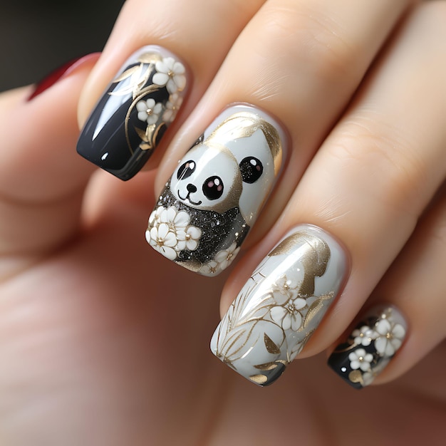 Zombie Panda Cocktail - Drink-Inspired Nail Art - Hermit Werds