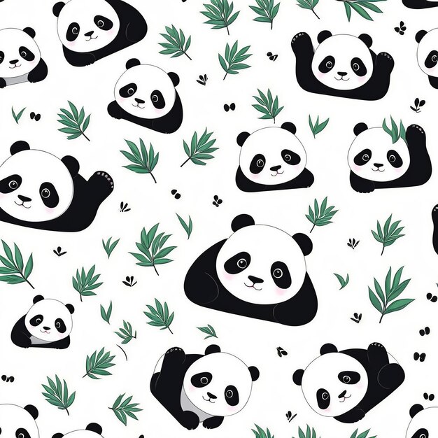 Foto kawaii panda pattern eenvoudig en leuk vectorontwerp