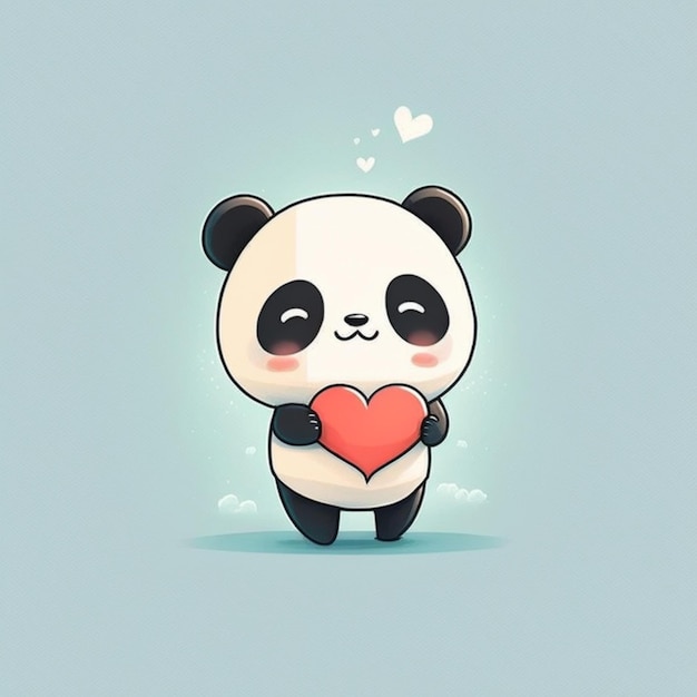 Premium Photo  Kawaii panda with heart for valentine's day