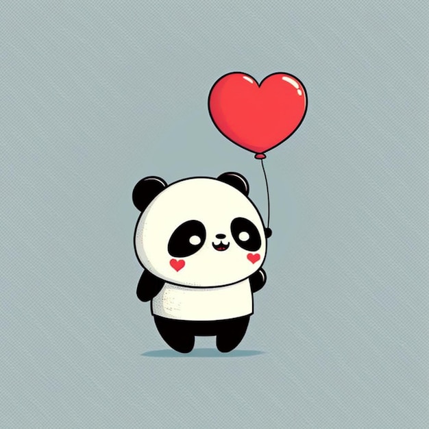 Premium Photo  Kawaii panda with heart for valentine's day