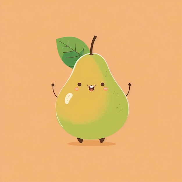 Photo kawaii pear funny vegetables cartoon character vector illustration