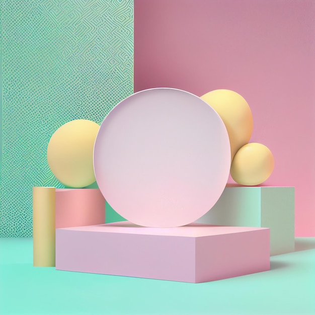 Kawaii podium or platform for product presentation display with pastel colors Generative AI