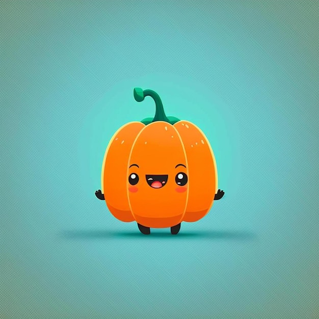 Kawaii pumpkin funny vegetables cartoon character vector illustration