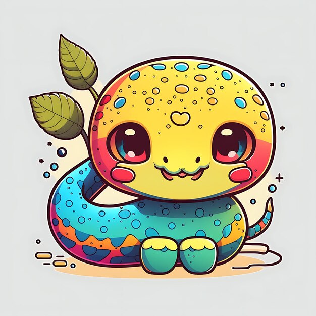 Premium AI Image | Kawaii Python digital art style colorful