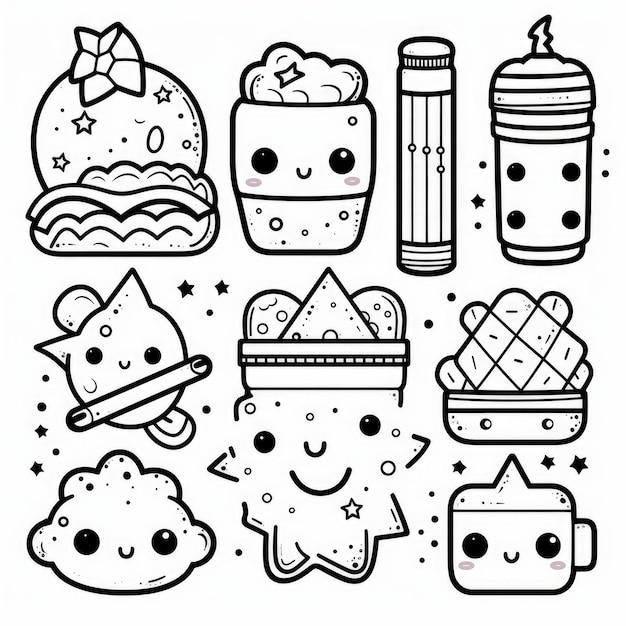 Kawaii Ruler A Fun and Educational Black and White Coloring Book for Kids with Clipart on a Stylish