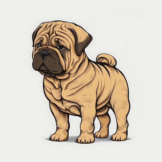 Foto kawaii sharpei hond anime kunststijl